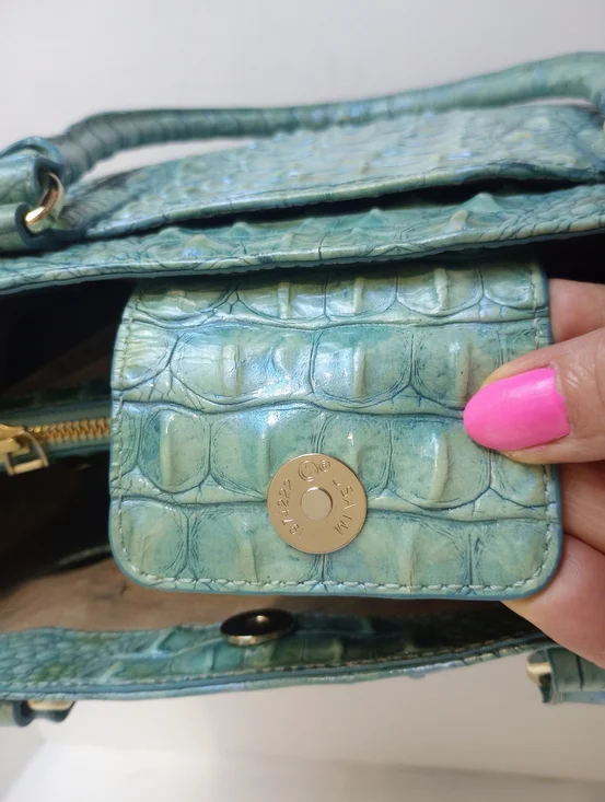 Brahmin Julian Melbourne Tote, Astral, Crocodile Embossed Leather, Aqua - Picture 16 of 16